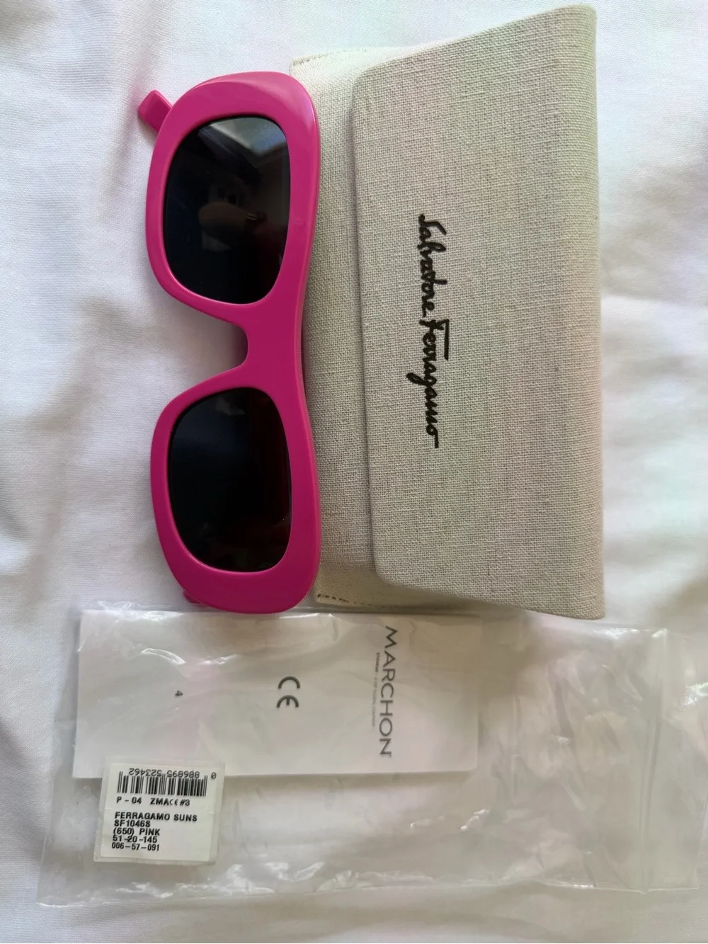 Salvatore Ferragamo Hot Pink Oversized Rectangular Sunglasses